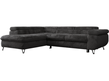 Narożnik - PETER L - strona lewa - ciemnoszary, plusz