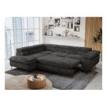 Narożnik - PETER L - strona lewa - ciemnoszary, plusz