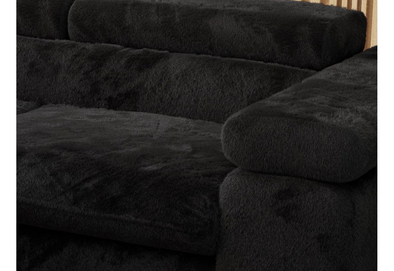 Narożnik - PETER L - strona lewa - ciemnoszary, plusz