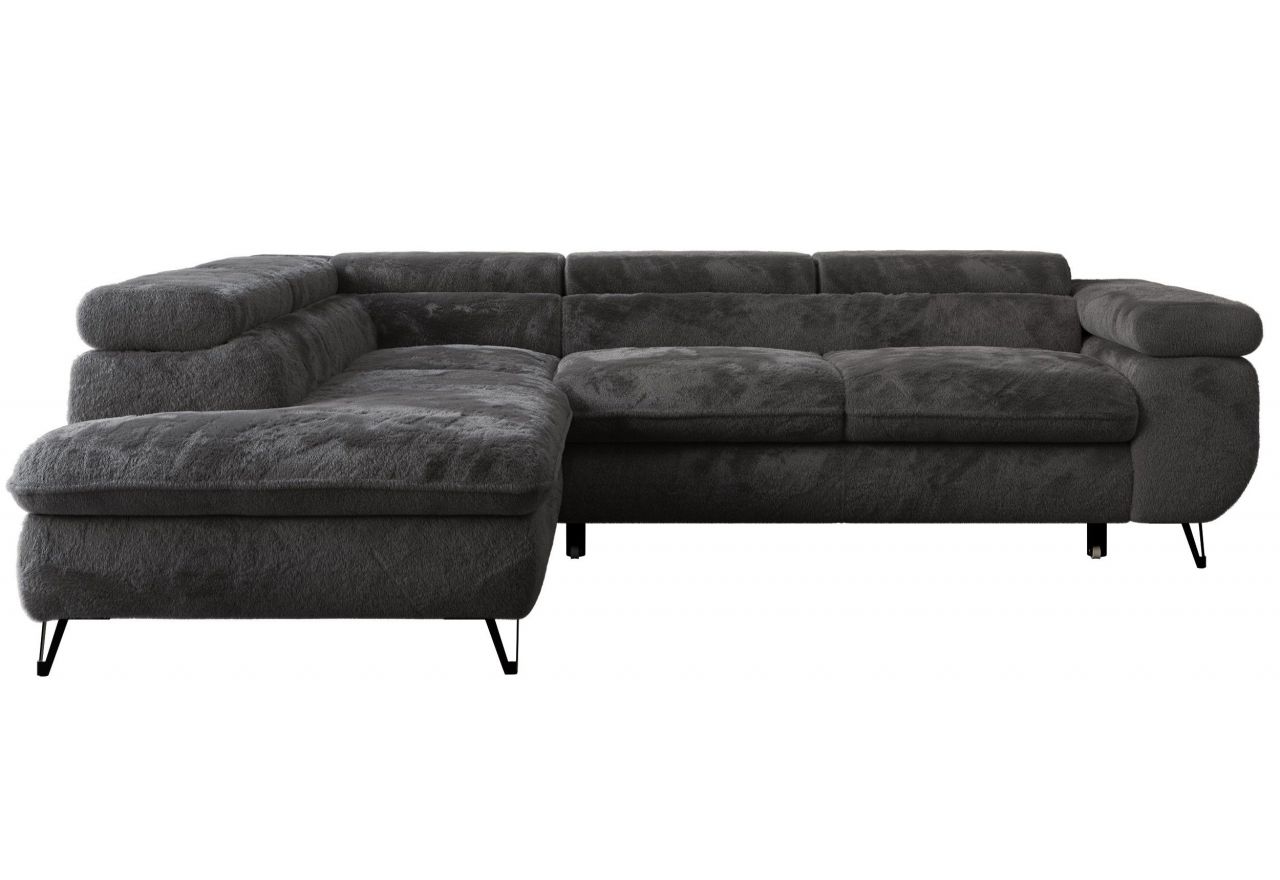 Narożnik - PETER L - strona lewa - ciemnoszary, plusz