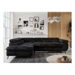 Narożnik - PETER L - strona lewa - czarny, plusz