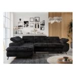 Narożnik - PETER L - strona lewa - czarny, plusz