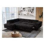 Narożnik - PETER L - strona lewa - czarny, plusz