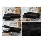 Narożnik - PETER L - strona lewa - czarny, plusz