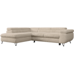 Narożnik - PETER L - strona lewa - kremowy, plusz