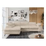 Narożnik - PETER L - strona lewa - kremowy, plusz