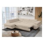 Narożnik - PETER L - strona lewa - kremowy, plusz