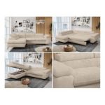 Narożnik - PETER L - strona lewa - kremowy, plusz