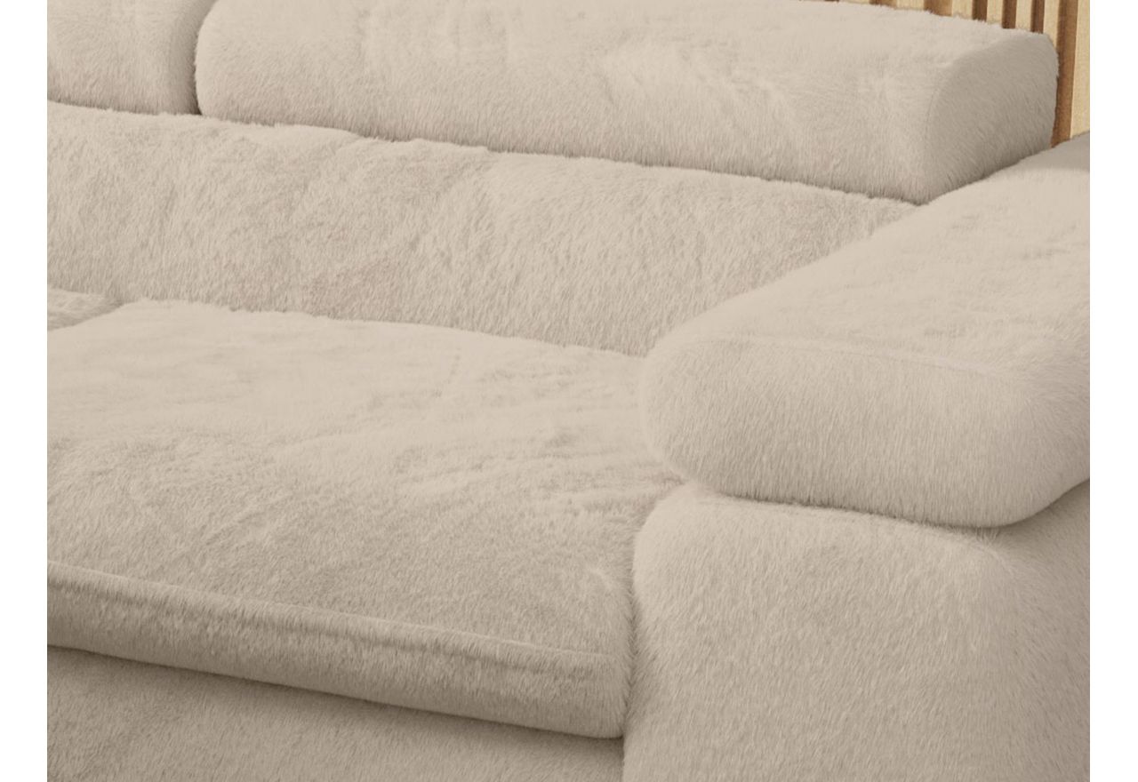 Narożnik - PETER L - strona lewa - kremowy, plusz