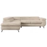 Narożnik - PETER L - strona lewa - kremowy, plusz