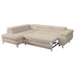 Narożnik - PETER L - strona lewa - kremowy, plusz