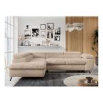 Narożnik - PETER L - strona lewa - beżowy, plusz
