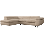 Narożnik - PETER L - strona lewa - beżowy, plusz