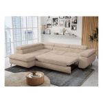 Narożnik - PETER L - strona lewa - beżowy, plusz