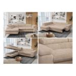 Narożnik - PETER L - strona lewa - beżowy, plusz