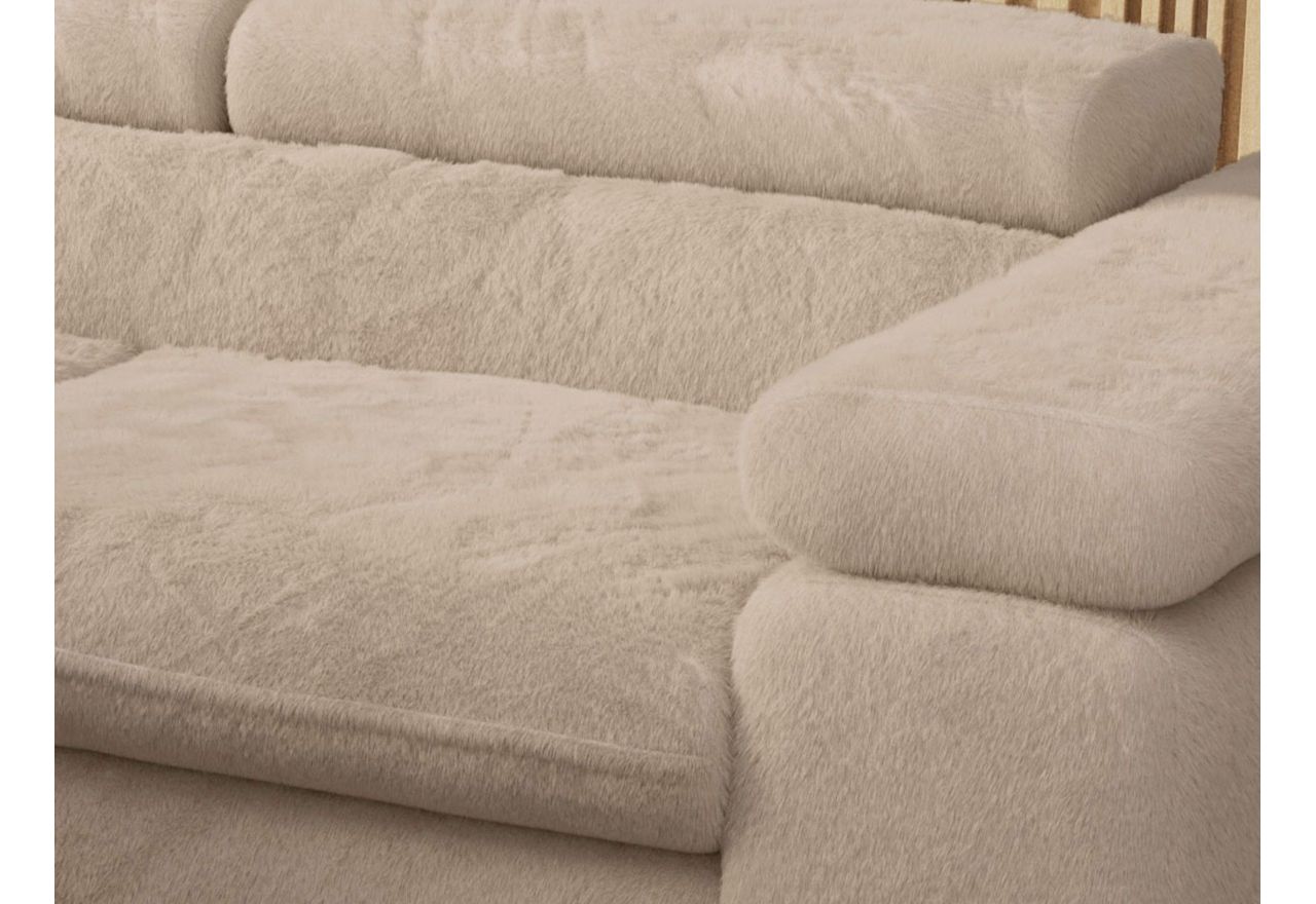 Narożnik - PETER L - strona lewa - beżowy, plusz