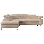 Narożnik - PETER L - strona lewa - beżowy, plusz