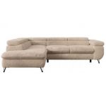 Narożnik - PETER L - strona lewa - beżowy, plusz