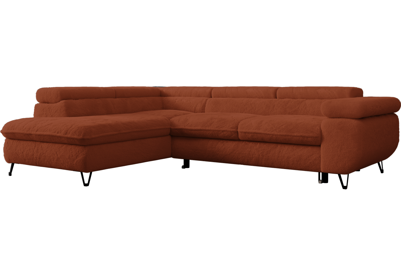 Narożnik - PETER L - strona lewa - pomarańczowy, plusz