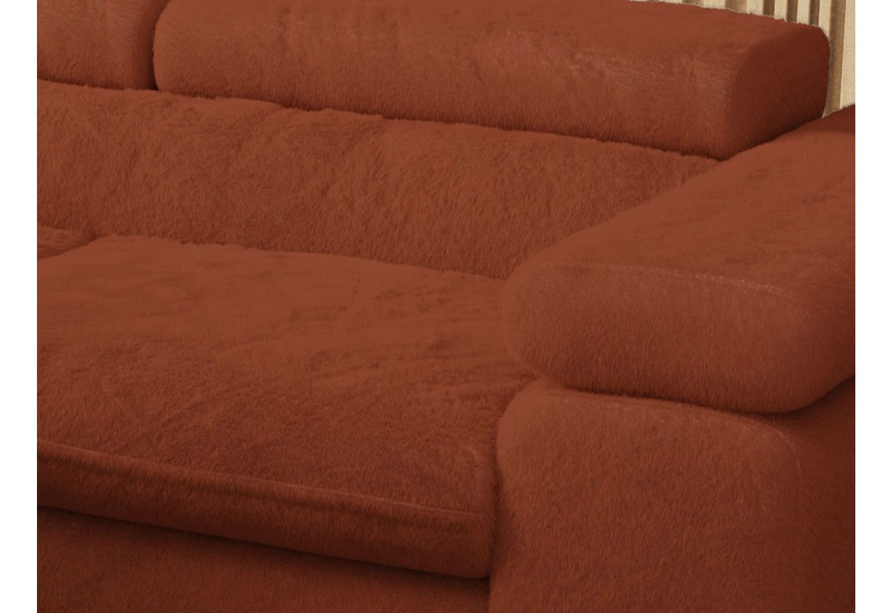 Narożnik - PETER L - strona lewa - pomarańczowy, plusz