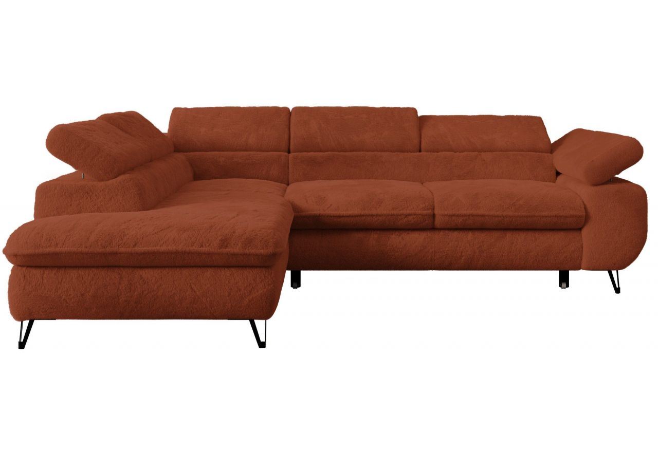 Narożnik - PETER L - strona lewa - pomarańczowy, plusz