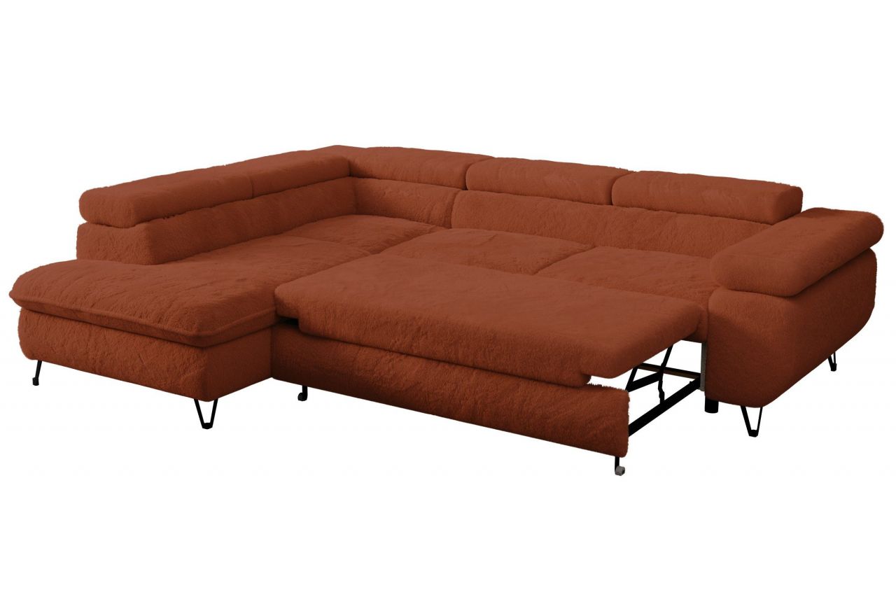 Narożnik - PETER L - strona lewa - pomarańczowy, plusz