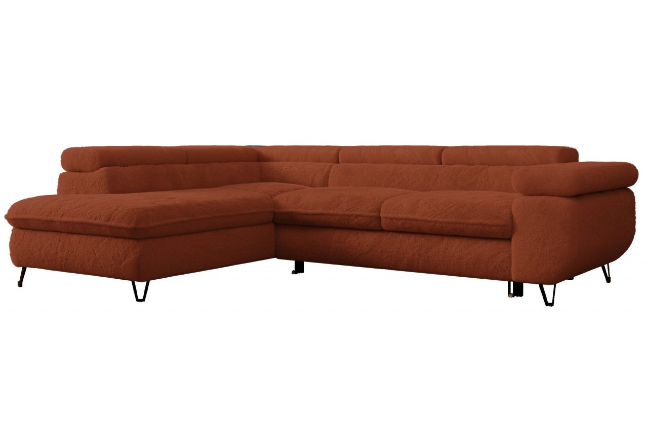 Narożnik - PETER L - strona lewa - pomarańczowy, plusz