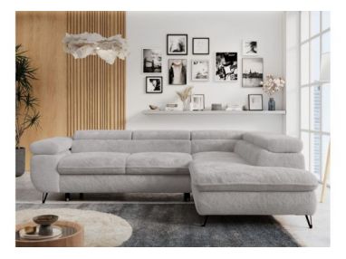 Narożnik - PETER L - strona prawa - jasnoszary, plusz