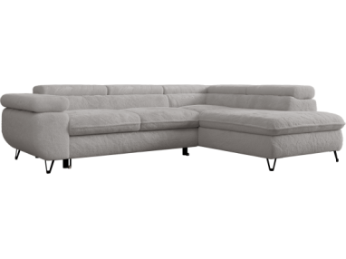 Narożnik - PETER L - strona prawa - jasnoszary, plusz