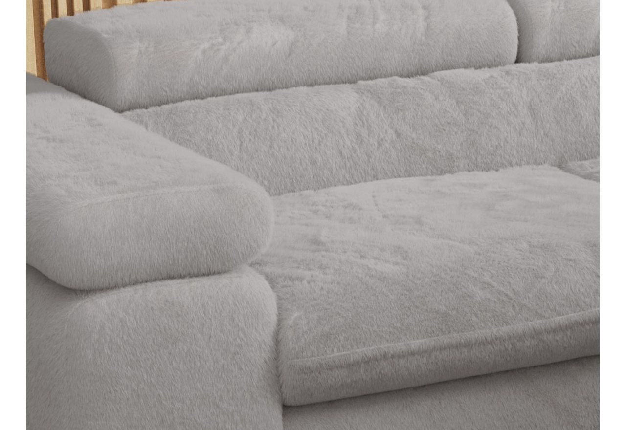 Narożnik - PETER L - strona prawa - jasnoszary, plusz