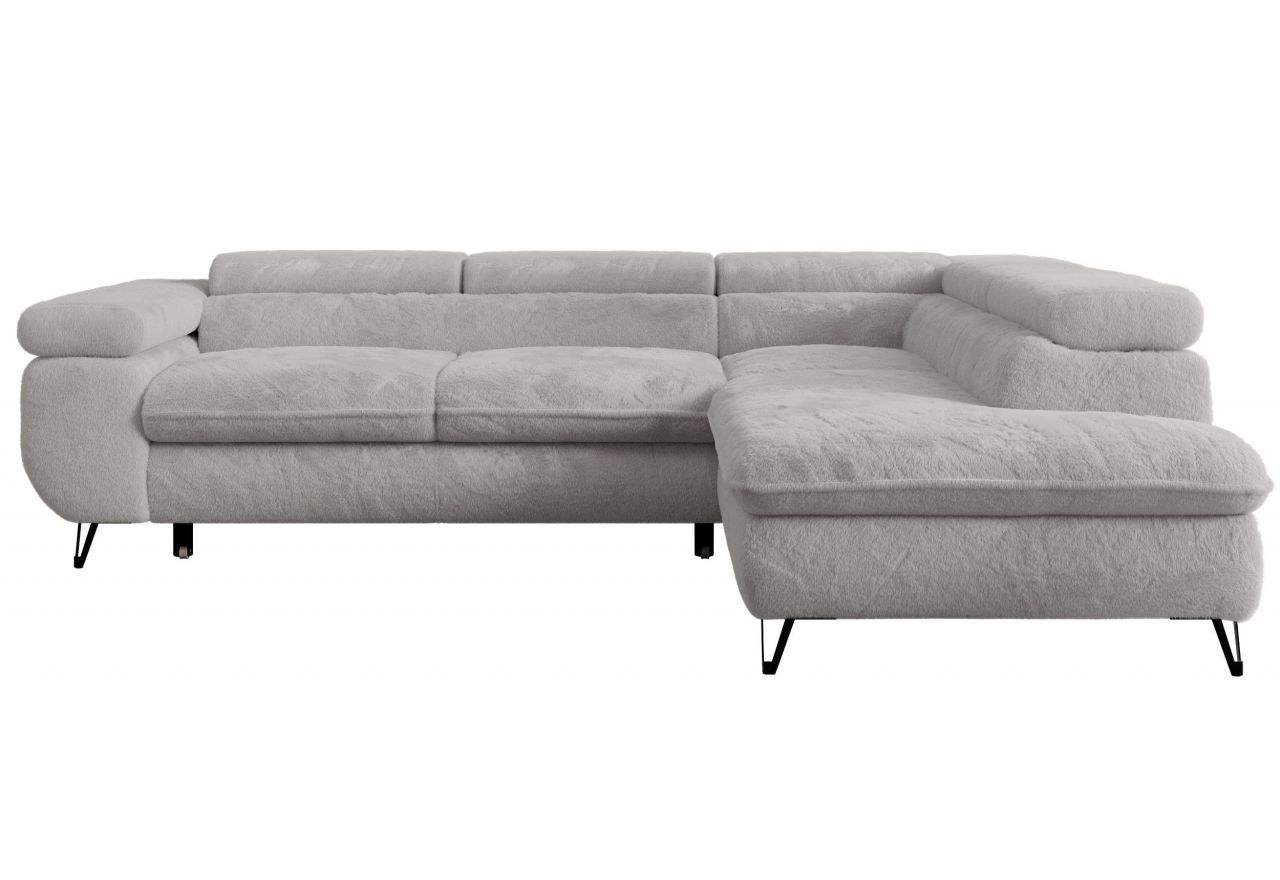 Narożnik - PETER L - strona prawa - jasnoszary, plusz