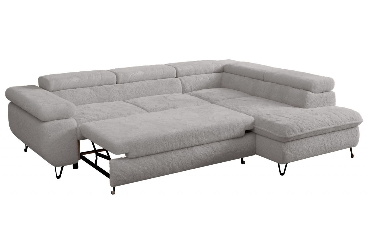 Narożnik - PETER L - strona prawa - jasnoszary, plusz