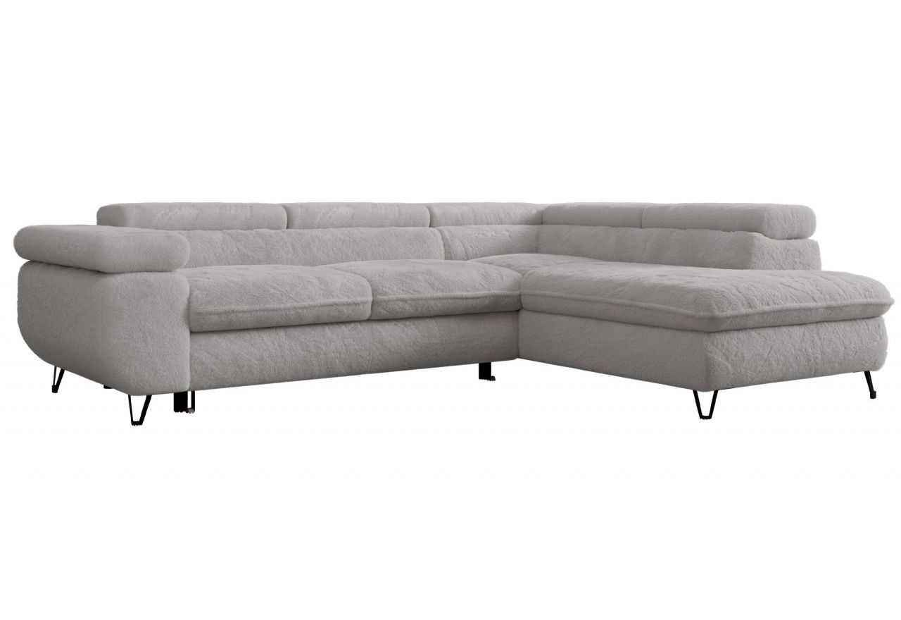 Narożnik - PETER L - strona prawa - jasnoszary, plusz