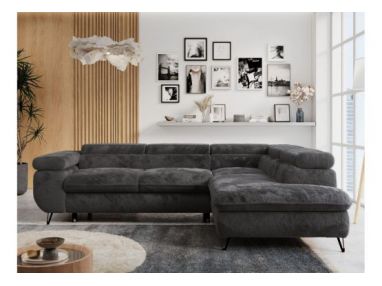 Narożnik - PETER L - strona prawa - ciemnoszary, plusz