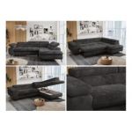 Narożnik - PETER L - strona prawa - ciemnoszary, plusz