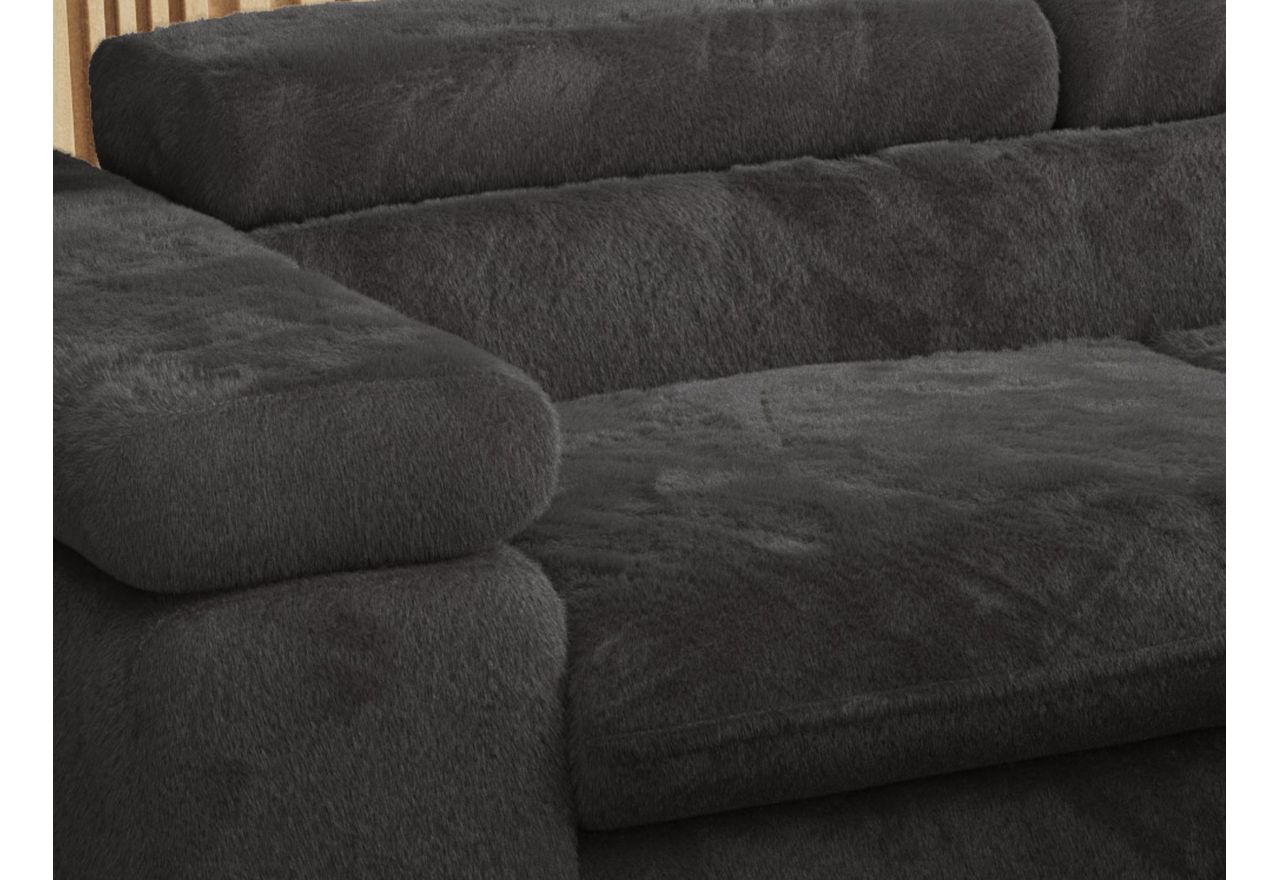 Narożnik - PETER L - strona prawa - ciemnoszary, plusz