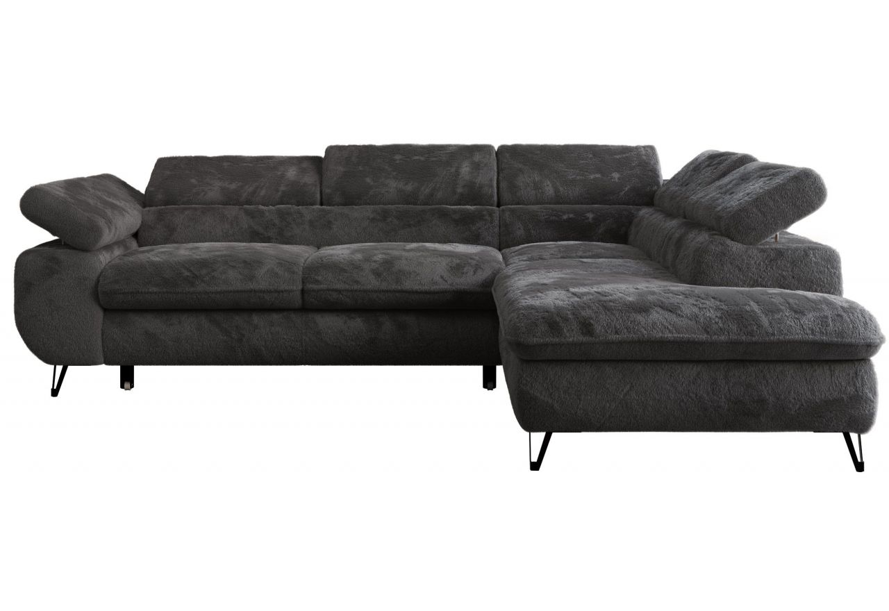 Narożnik - PETER L - strona prawa - ciemnoszary, plusz