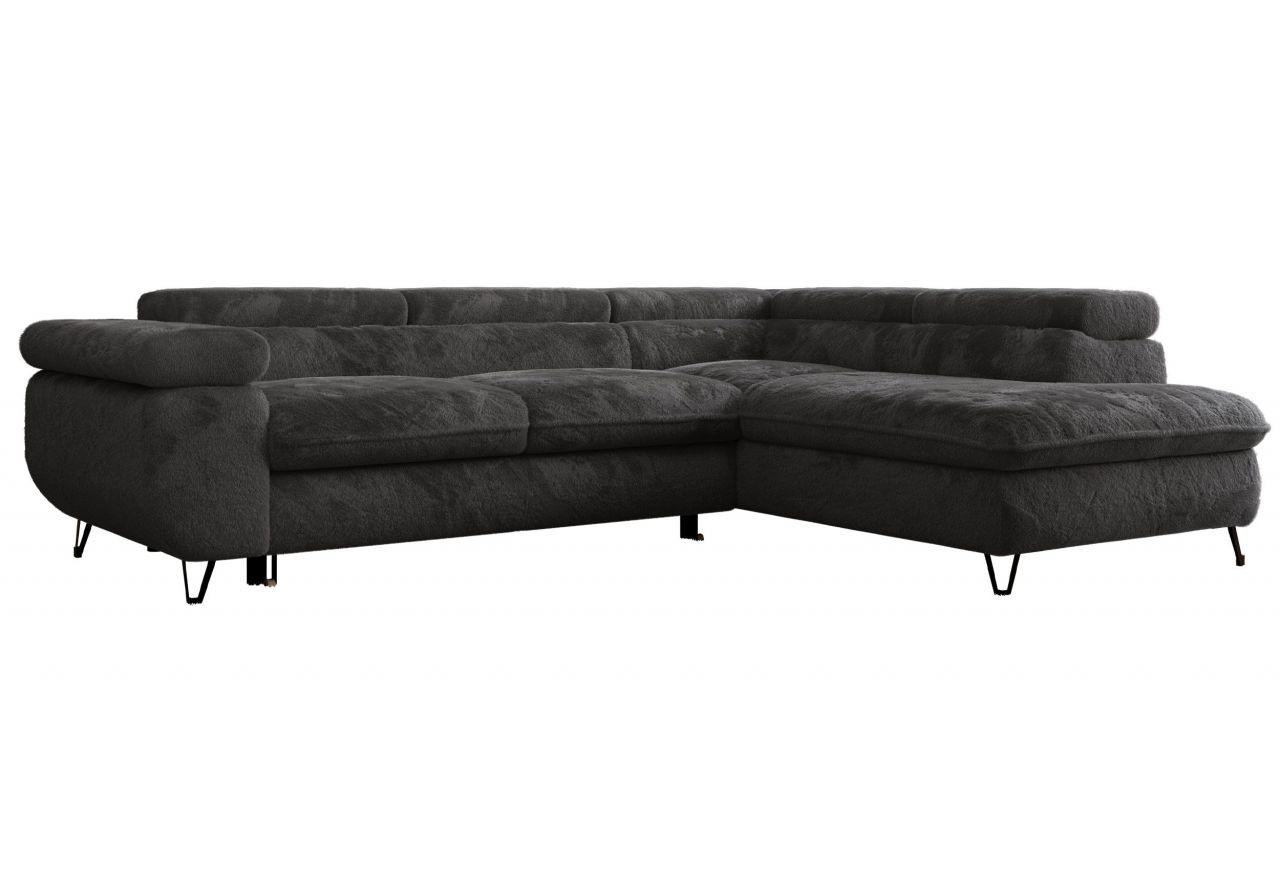 Narożnik - PETER L - strona prawa - ciemnoszary, plusz