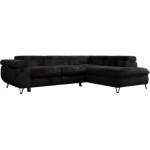 Narożnik - PETER L - strona prawa - czarny, plusz