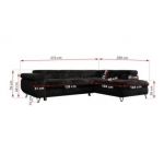 Narożnik - PETER L - strona prawa - czarny, plusz