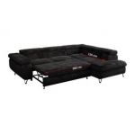 Narożnik - PETER L - strona prawa - czarny, plusz