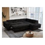 Narożnik - PETER L - strona prawa - czarny, plusz