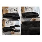 Narożnik - PETER L - strona prawa - czarny, plusz