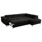 Narożnik - PETER L - strona prawa - czarny, plusz