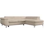 Narożnik - PETER L - strona prawa - kremowy, plusz