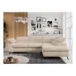 Narożnik - PETER L - strona prawa - kremowy, plusz