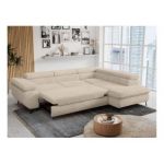 Narożnik - PETER L - strona prawa - kremowy, plusz