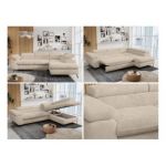 Narożnik - PETER L - strona prawa - kremowy, plusz