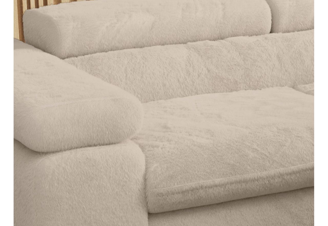 Narożnik - PETER L - strona prawa - kremowy, plusz