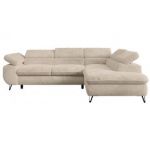 Narożnik - PETER L - strona prawa - kremowy, plusz